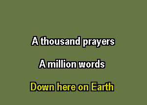 A thousand prayers

A million words

Down here on Earth