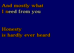 And mostly what
I need from you

Honesty
is hardly ever heard