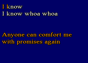 I know
I know whoa Whoa

Anyone can comfort me
With promises again