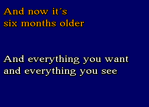 And now it's
six months older

And everything you want
and everything you see