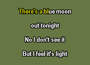 There's a blue moon
out tonight

No I don't see it

But I feel ifs light