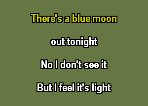 There's a blue moon
out tonight

No I don't see it

But I feel ifs light