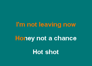 I'm not leaving now

Honey not a chance

Hot shot