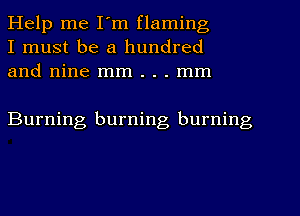 Help me I'm flaming
I must be a hundred
and nine mm . . . mm

Burning burning burning