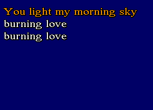 You light my morning sky
burning love
burning love