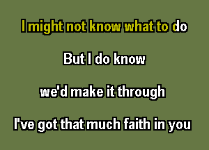 I might not know what to do
But I do know

we'd make it through

I've got that much faith in you