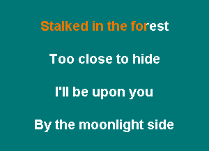 Stalked in the forest
Too close to hide

I'll be upon you

By the moonlight side
