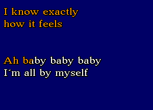 I know exactly
how it feels

Ah baby baby baby
I'm all by myself