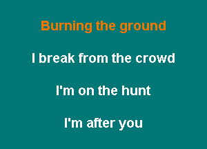 Burning the ground
I break from the crowd

I'm on the hunt

I'm after you
