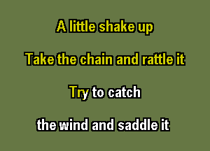 A little shake up

Take the chain and rattle it
Try to catch

the wind and saddle it
