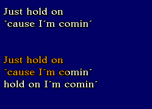 Just hold on
bause I'm comin'

Just hold on
bause I'm comin'
hold on I'm comin'