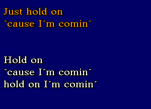 Just hold on
bause I'm comin'

Hold on
bause I'm comin'
hold on I'm comin'