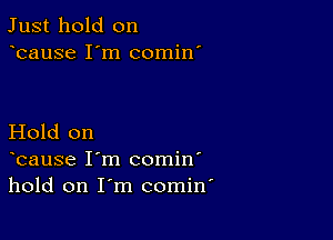 Just hold on
bause I'm comin'

Hold on
bause I'm comin'
hold on I'm comin'