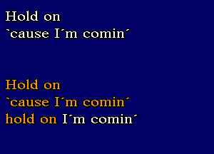 Hold on
bause I'm comin'

Hold on
bause I'm comin'
hold on I'm comin'