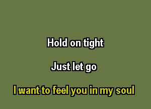 Hold on tight

Just let go

lwant to feel you in my soul