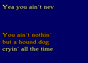 Yea you ain't nev

You ain't nothin'
but a hound dog
cryin' all the time