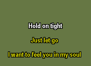 Hold on tight

Just let go

lwant to feel you in my soul