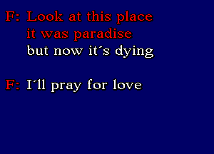 but now it's dying

I'll pray for love