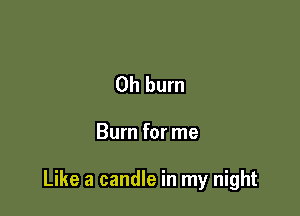 0h burn

Burn for me

Like a candle in my night