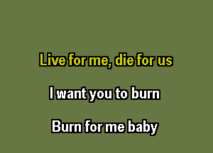 Live for me, die for us

lwant you to burn

Burn for me baby