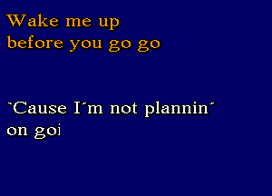 TWake me up
before you go go

CauSe I'm not plannin'
on goi