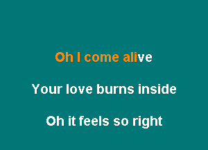 Oh I come alive

Your love burns inside

on it feels so right