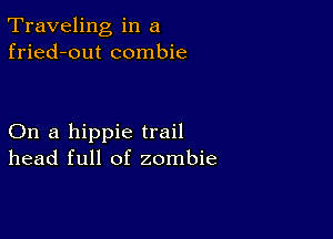 Traveling in a
fried-out combie

On a hippie trail
head full of zombie