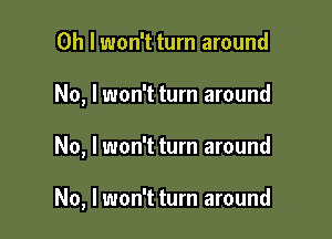 Oh I won't turn around
No, I won't turn around

No, I won't turn around

No, lwon't turn around