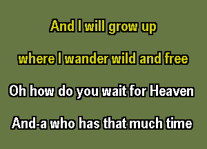 And I will grow up
where I wander wild and free
Oh how do you wait for Heaven

And-a who has that much time