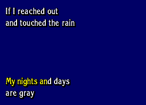 If I reached out
and touched the rain

My nights and days
are gray