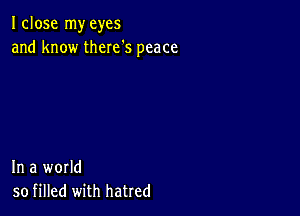 Iclose my eyes
and know there's peace

In a world
so filled with hatred