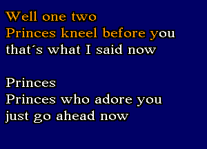 XVell one two

Princes kneel before you
thatos what I said now

Princes
Princes who adore you
just go ahead now