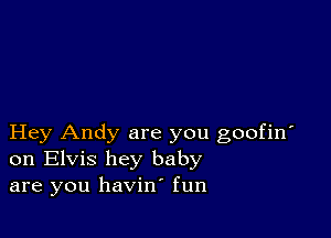 Hey Andy are you goofin'
on Elvis hey baby
are you havin fun