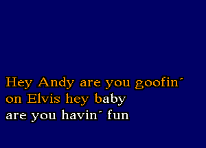 Hey Andy are you goofin'
on Elvis hey baby
are you havin fun