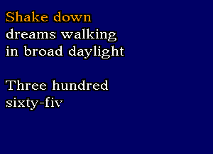 Shake down
dreams walking
in broad daylight

Three hundred
Sixty-fiv