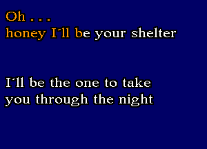 Oh .
honey I'll be your shelter

I11 be the one to take
you through the night