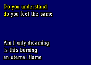 Do you understand
do you feel the same

Am I only dreaming
is this burning
an eternal flame