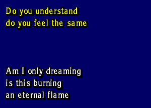 Do you understand
do you feel the same

Am I only dreaming
is this burning
an eternal flame