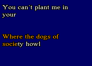 You can't plant me in
your

XVhere the dogs of
society howl