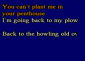 You can't plant me in
your penthouse
I'm going back to my plow

Back to the howling old ox