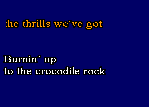 zhe thrills we've got

Burnin' up
to the crocodile rock