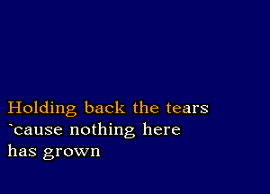 Holding back the tears
bause nothing here
has grown