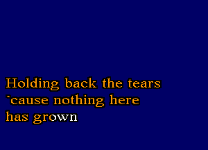 Holding back the tears
bause nothing here
has grown