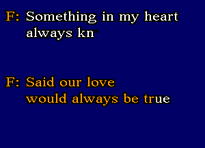 2 Something in my heart
always kn

z Said our love
would always be true