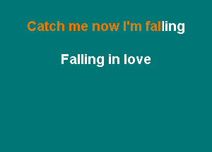Catch me now I'm falling

Falling in love