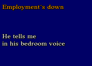 Employment's down

He tells me
in his bedroom voice