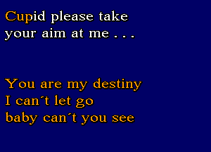 Cupid please take
your aim at me . . .

You are my destiny
I can't let go
baby can't you see