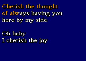 Cherish the thought
of always having you
here by my side

Oh baby
I cherish the joy