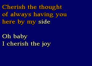 Cherish the thought
of always having you
here by my side

Oh baby
I cherish the joy