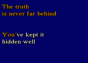 The truth
is never far behind

You've kept it
hidden well